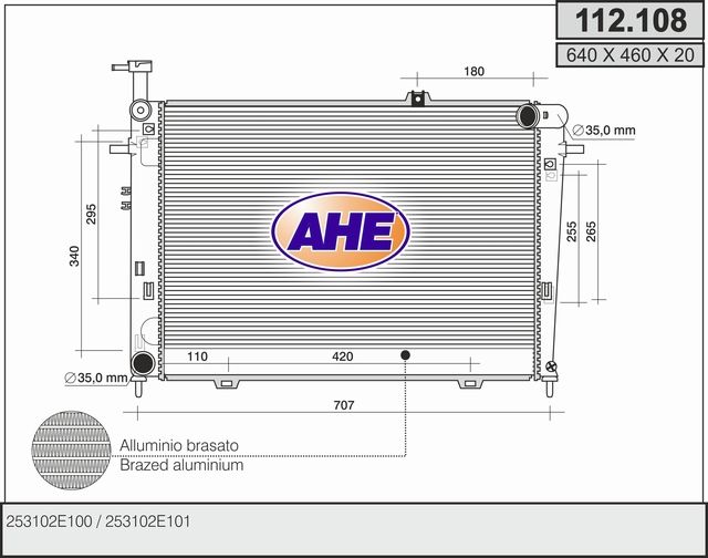 AHE Radiatore, Raffreddamento motore 112.108