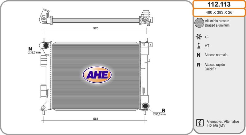 AHE Radiatore, Raffreddamento motore 112.113