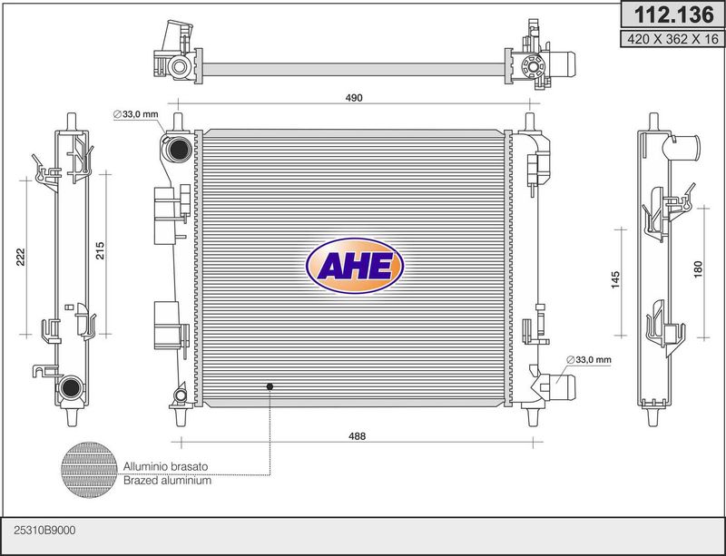 AHE Radiatore, Raffreddamento motore 112.136
