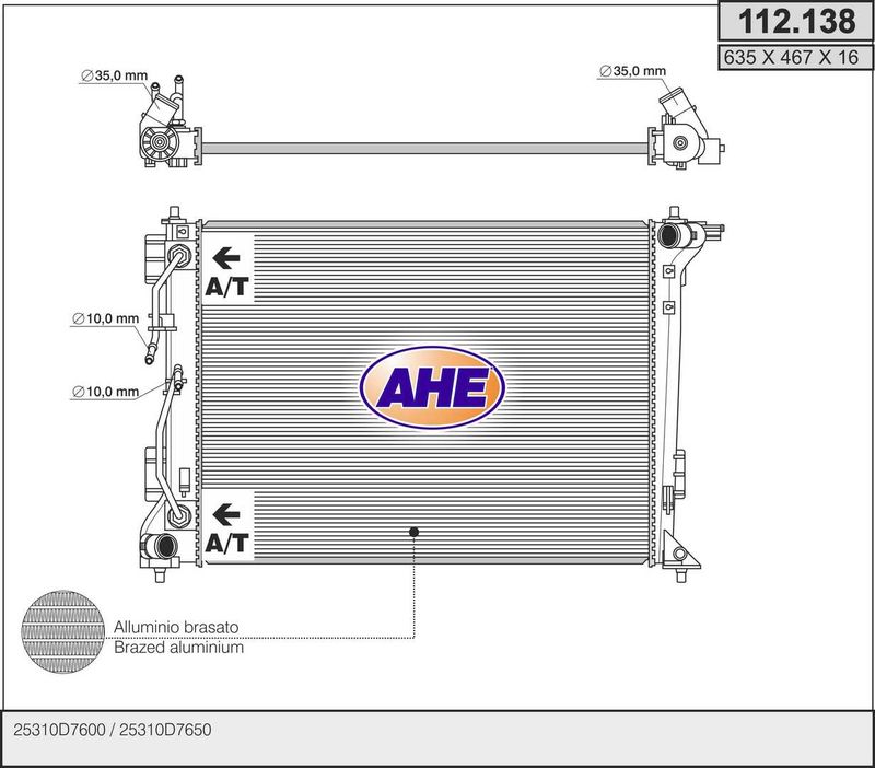AHE Radiatore, Raffreddamento motore 112.138