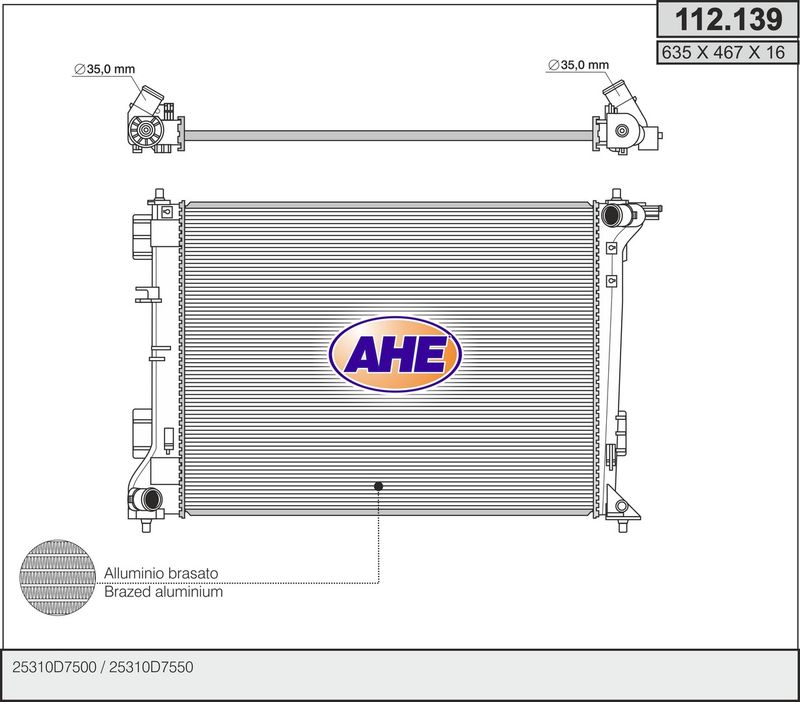 AHE Radiatore, Raffreddamento motore 112.139