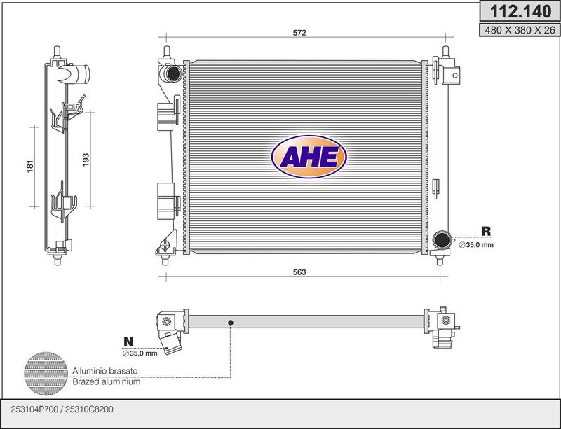 AHE Radiatore, Raffreddamento motore 112.140