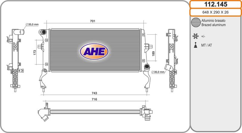 AHE Radiatore, Raffreddamento motore 112.145