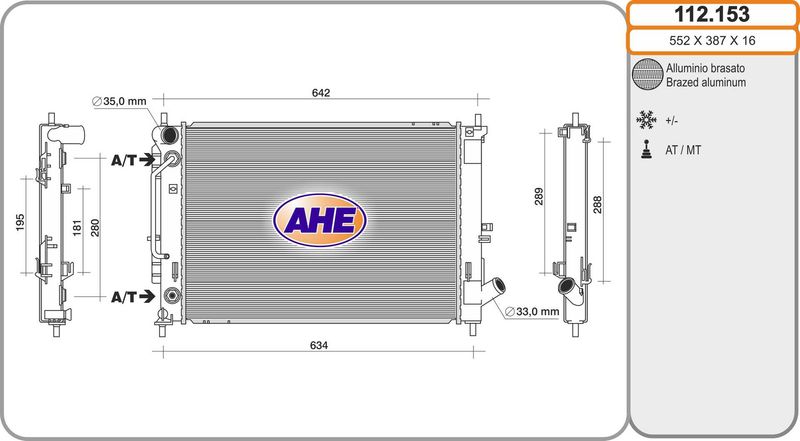 AHE Radiatore, Raffreddamento motore 112.153