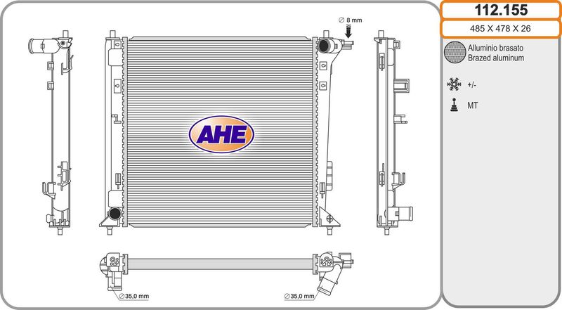 AHE Radiatore, Raffreddamento motore 112.155