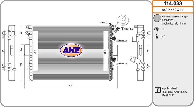 AHE Radiatore, Raffreddamento motore 114.033