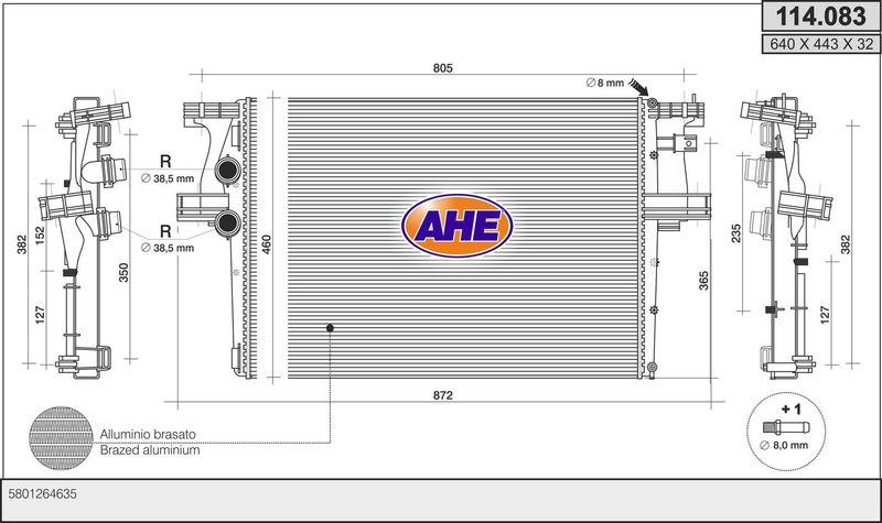 AHE Radiatore, Raffreddamento motore 114.083