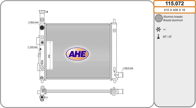 AHE Radiatore, Raffreddamento motore 115.072