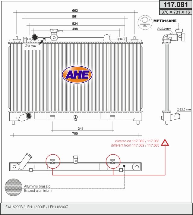 AHE Radiatore, Raffreddamento motore 117.081
