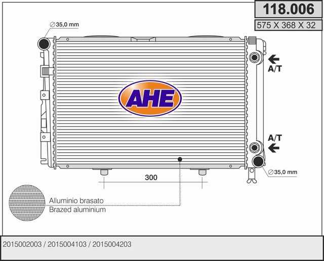 AHE Radiatore, Raffreddamento motore 118.006
