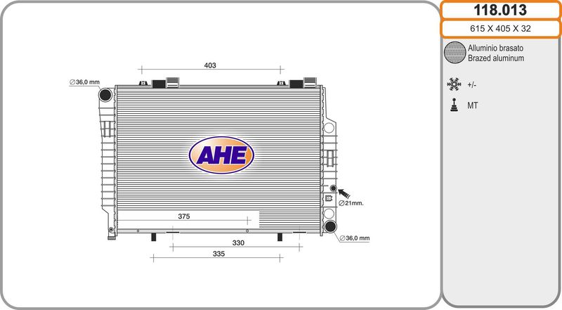 AHE Radiatore, Raffreddamento motore 118.013