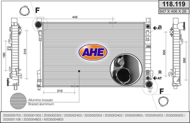 AHE Radiatore, Raffreddamento motore 118.119