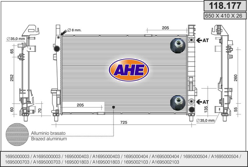 AHE Radiatore, Raffreddamento motore 118.177