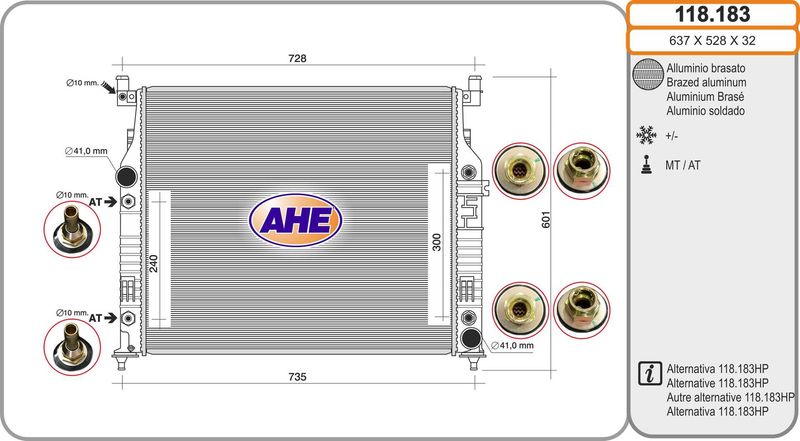 AHE Radiatore, Raffreddamento motore 118.183