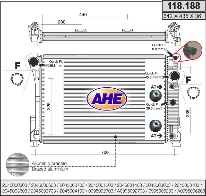 AHE Radiatore, Raffreddamento motore 118.188