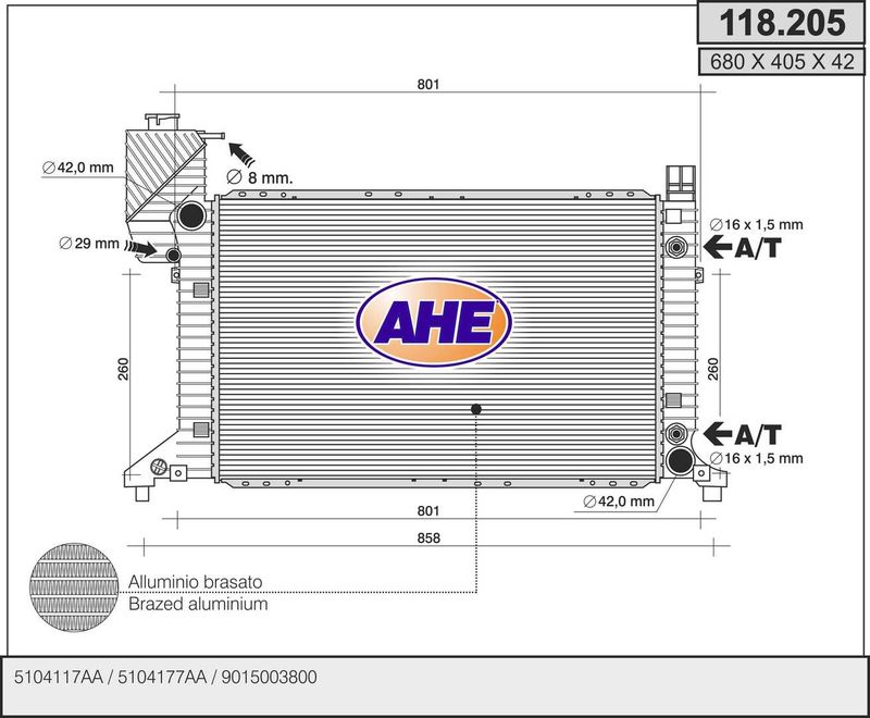 AHE Radiatore, Raffreddamento motore 118.205