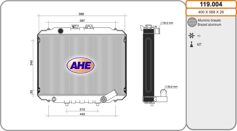 AHE Radiatore, Raffreddamento motore 119.004