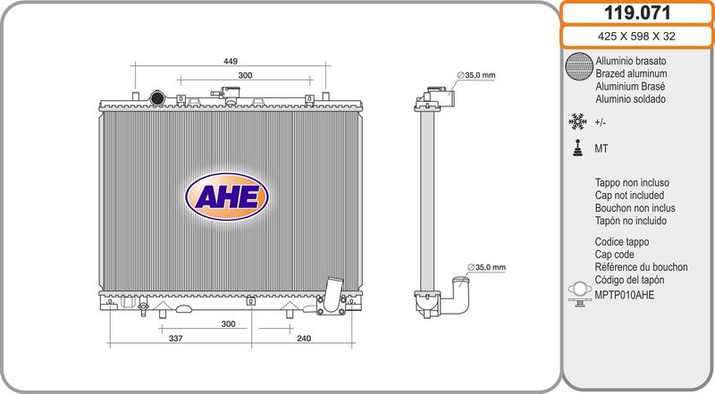 AHE Radiatore, Raffreddamento motore 119.071