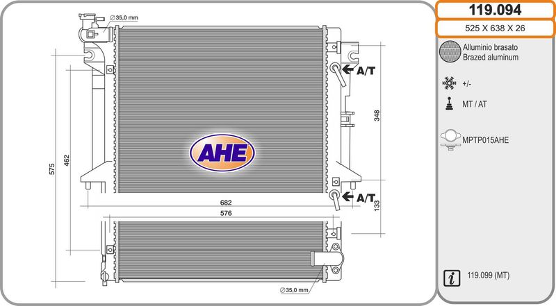 AHE Radiatore, Raffreddamento motore 119.094