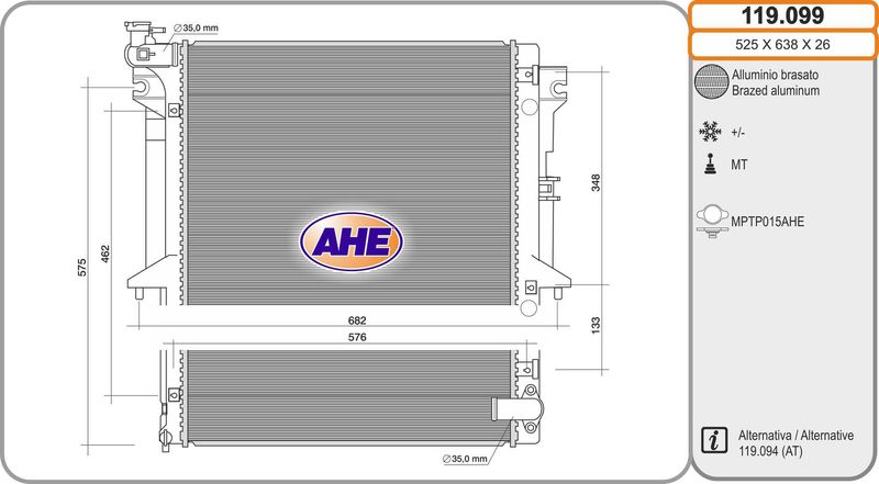 AHE Radiatore, Raffreddamento motore 119.099