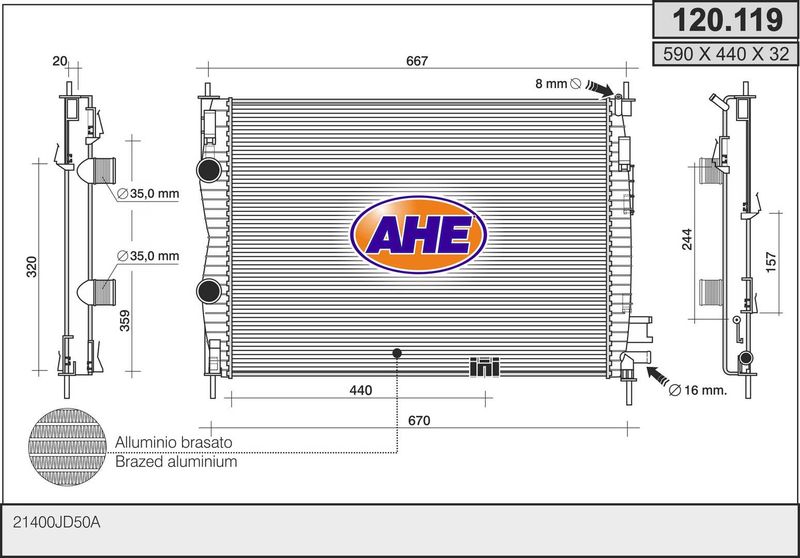 AHE Radiatore, Raffreddamento motore 120.119