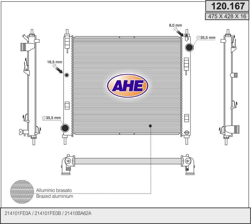 AHE Radiatore, Raffreddamento motore 120.167