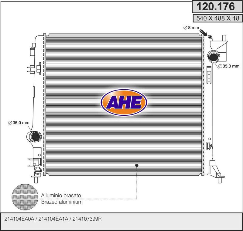 AHE Radiatore, Raffreddamento motore 120.176