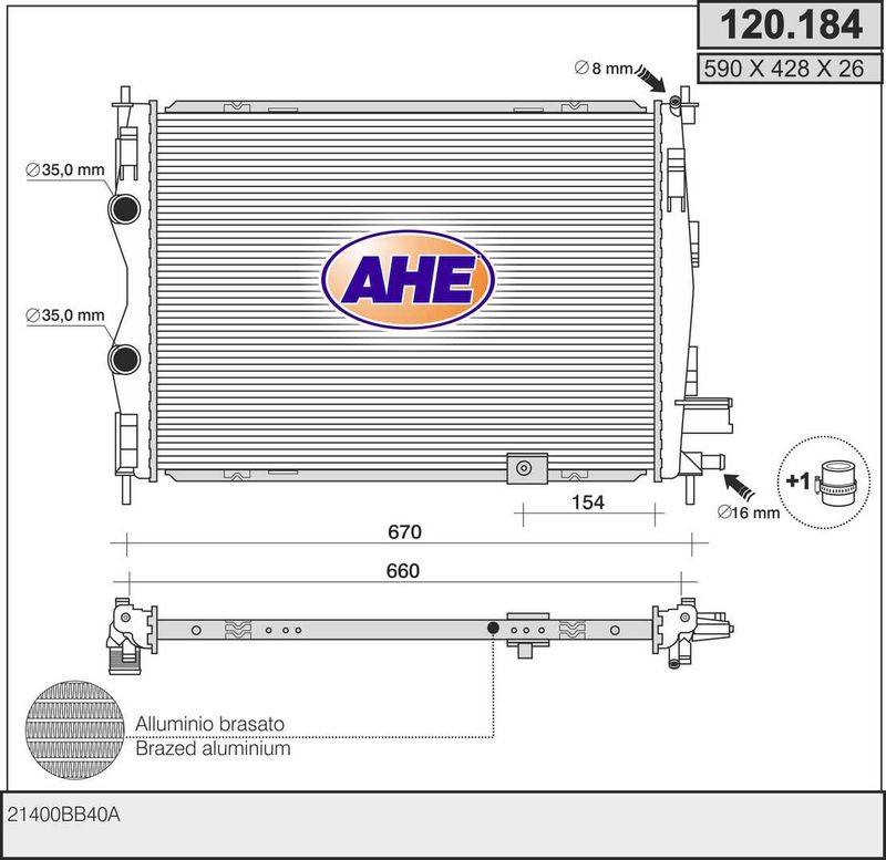 AHE Radiatore, Raffreddamento motore 120.184