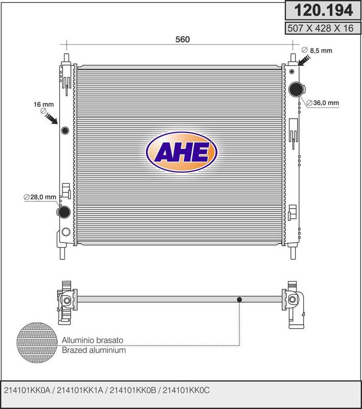 AHE Radiatore, Raffreddamento motore 120.194
