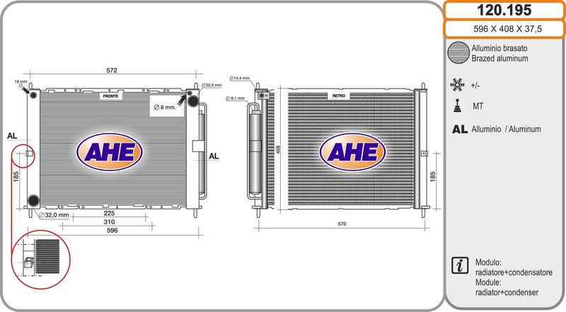 AHE Radiatore, Raffreddamento motore 120.195