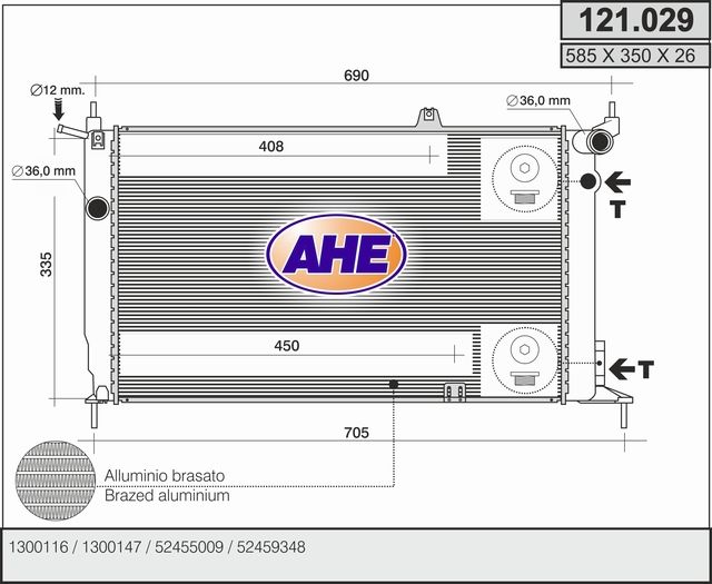 AHE Radiatore, Raffreddamento motore 121.029