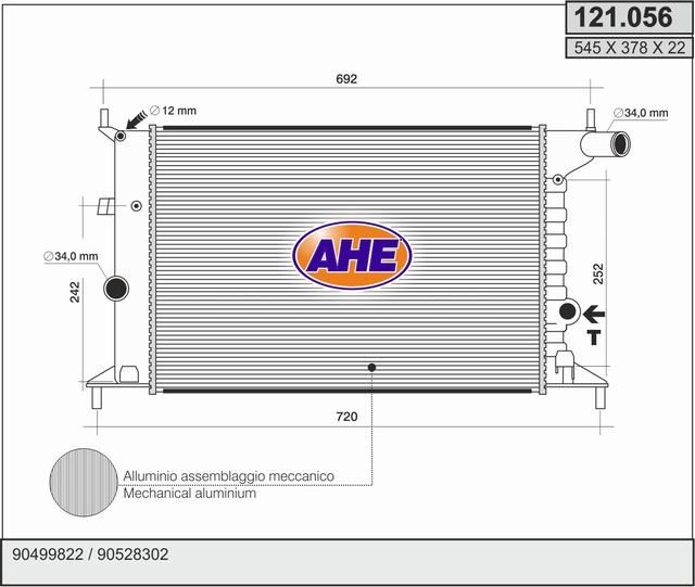 AHE Radiatore, Raffreddamento motore 121.056