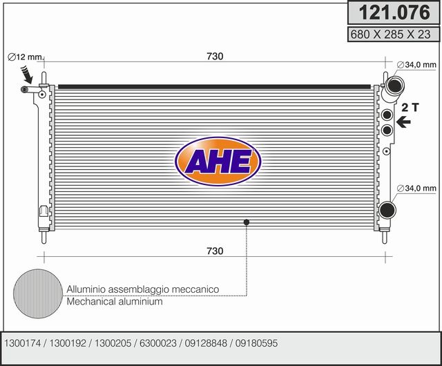 AHE Radiatore, Raffreddamento motore 121.076