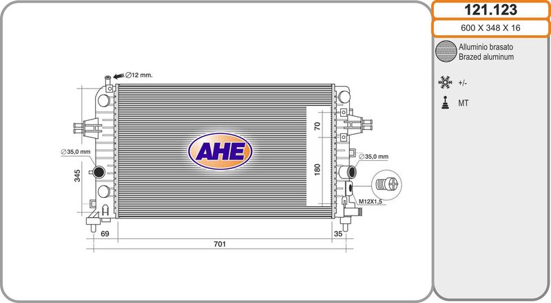 AHE Radiatore, Raffreddamento motore 121.123