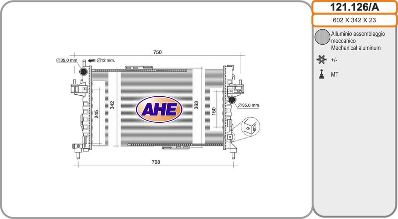 AHE Radiatore, Raffreddamento motore 121.126/A