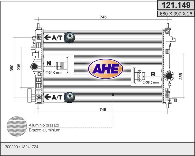 AHE Radiatore, Raffreddamento motore 121.149