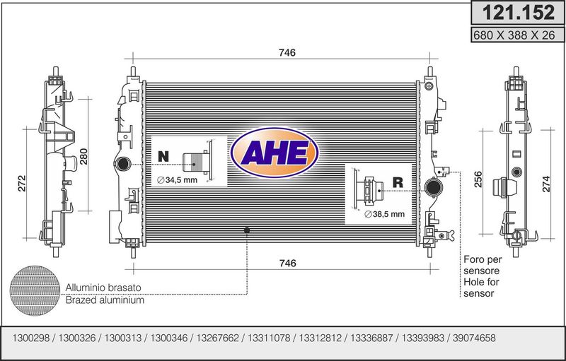 AHE Radiatore, Raffreddamento motore 121.152