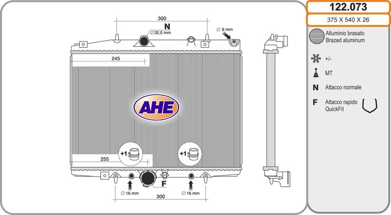 AHE Radiatore, Raffreddamento motore 122.073