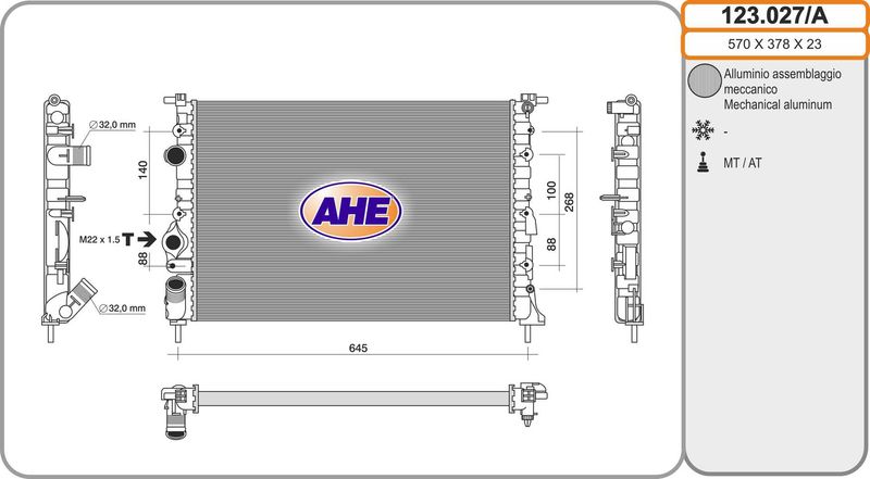 AHE Radiatore, Raffreddamento motore 123.027/A