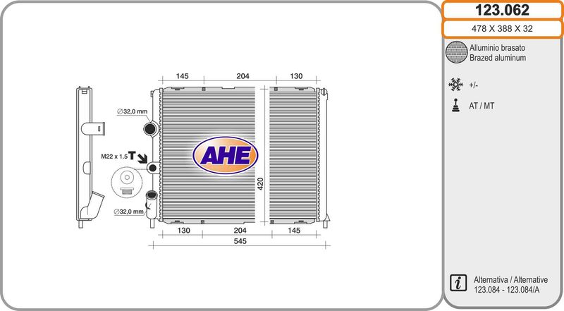 AHE Radiatore, Raffreddamento motore 123.062