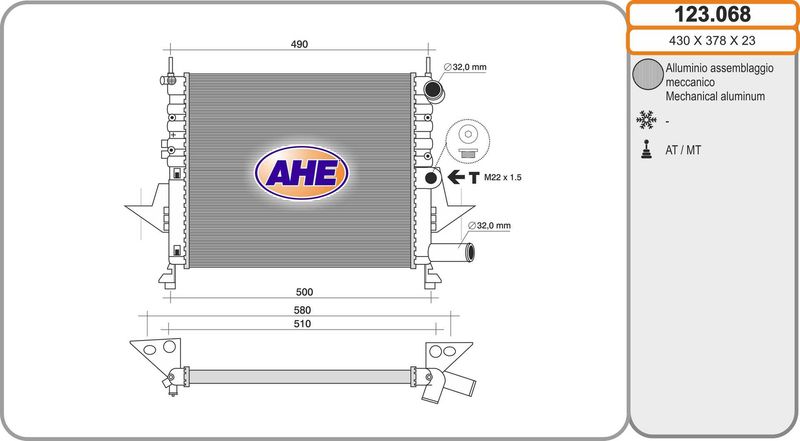 AHE Radiatore, Raffreddamento motore 123.068