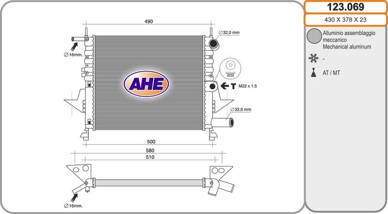 AHE Radiatore, Raffreddamento motore 123.069