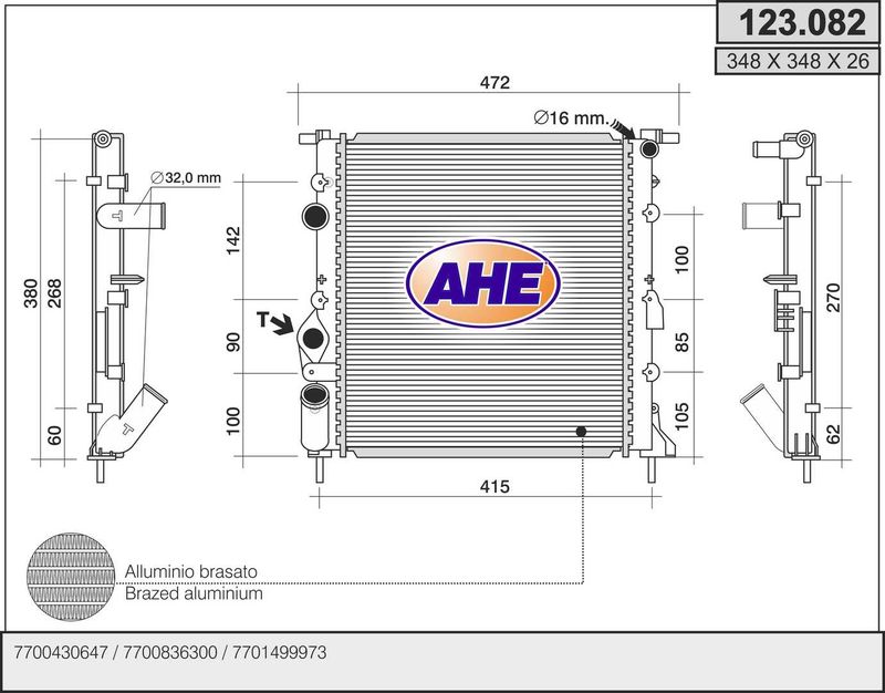 AHE Radiatore, Raffreddamento motore 123.082