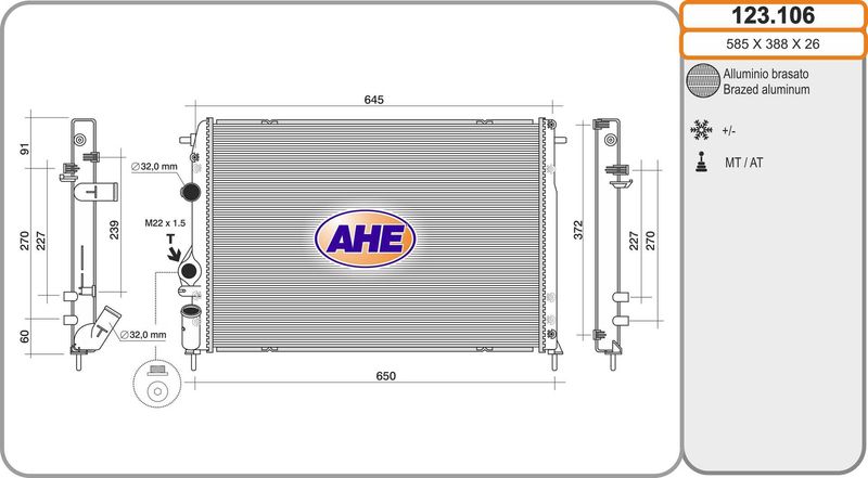 AHE Radiatore, Raffreddamento motore 123.106