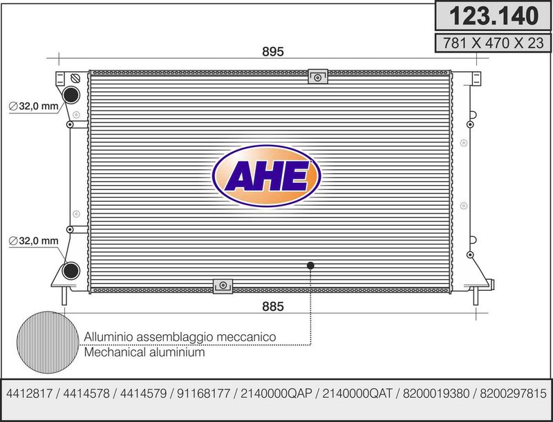 AHE Radiatore, Raffreddamento motore 123.140