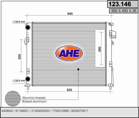 AHE Radiatore, Raffreddamento motore 123.146