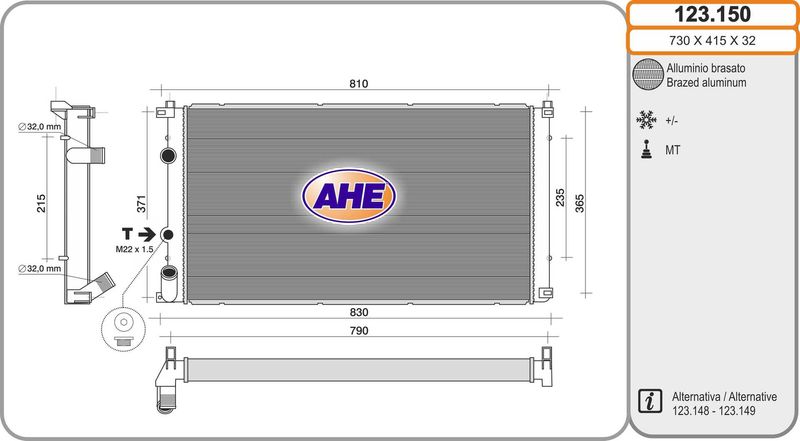 AHE Radiatore, Raffreddamento motore 123.150
