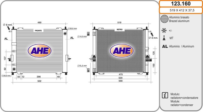 AHE Radiatore, Raffreddamento motore 123.160