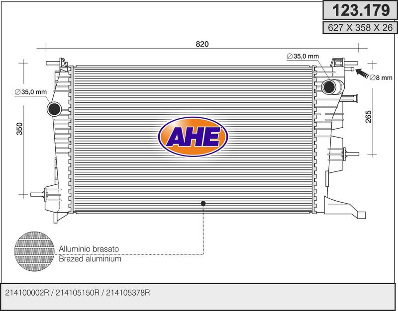 AHE Radiatore, Raffreddamento motore 123.179
