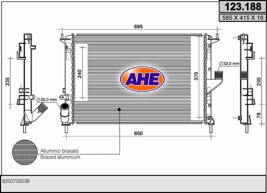 AHE Radiatore, Raffreddamento motore 123.188